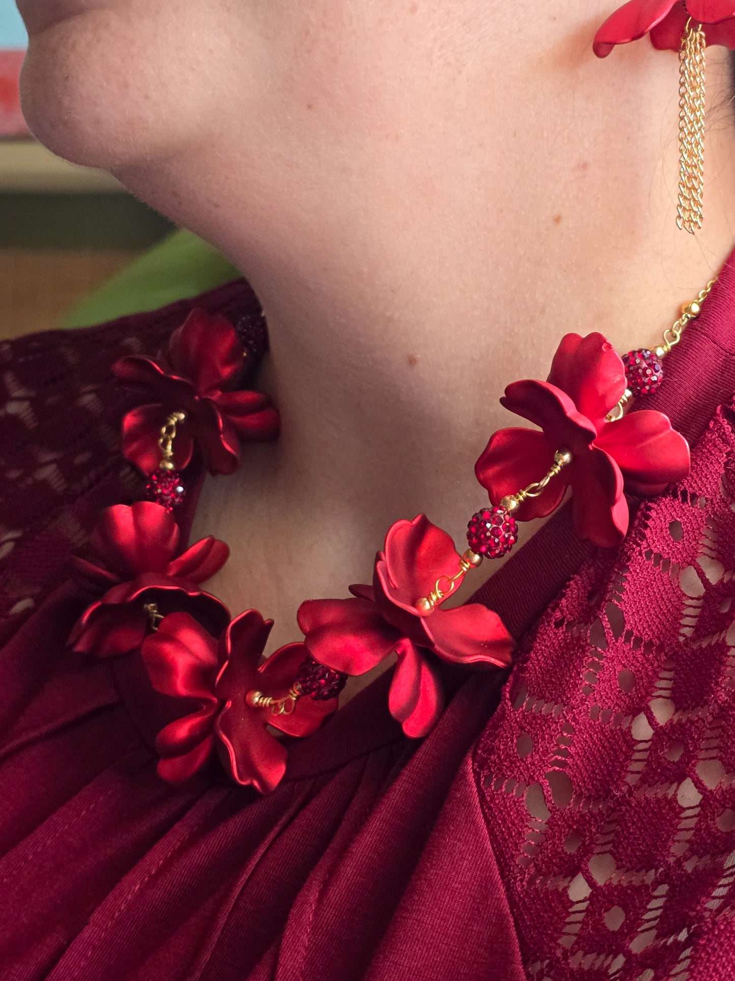 Crimson Blossom Showstopper Necklace