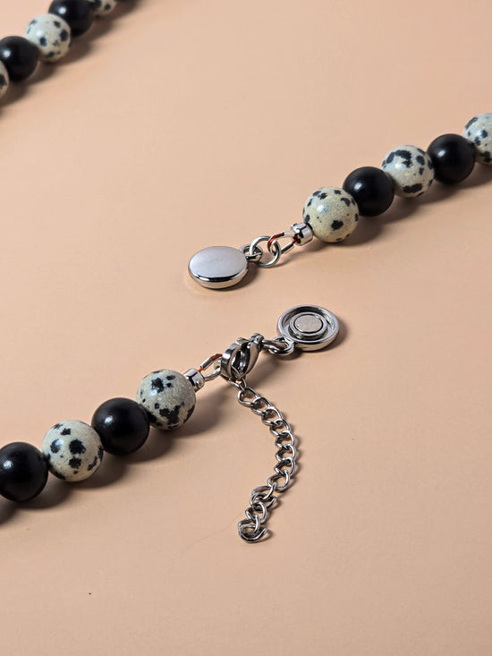 Dalmatian Jasper and Ebony Wood Necklace