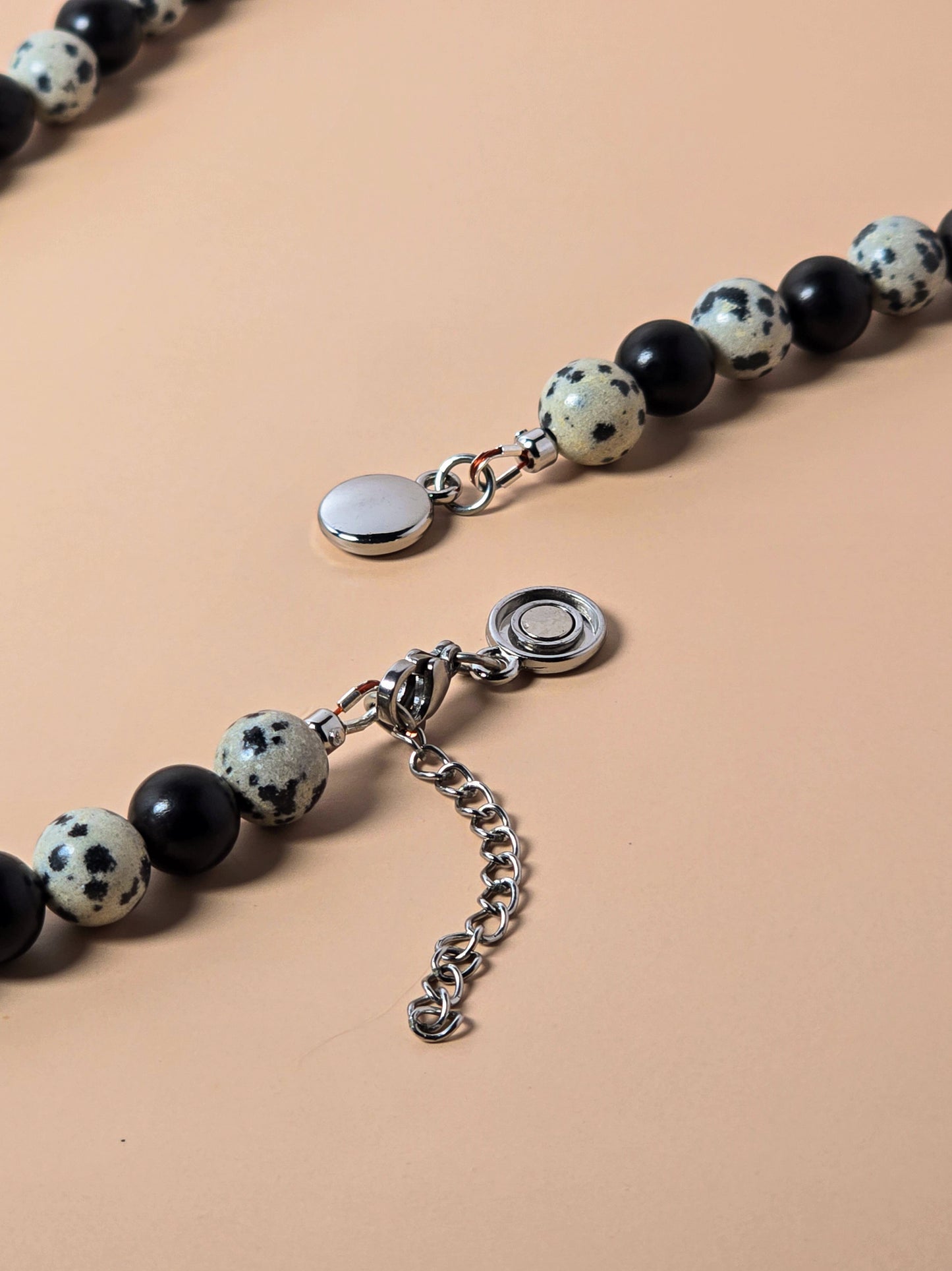 Dalmatian Jasper and Ebony Wood Necklace