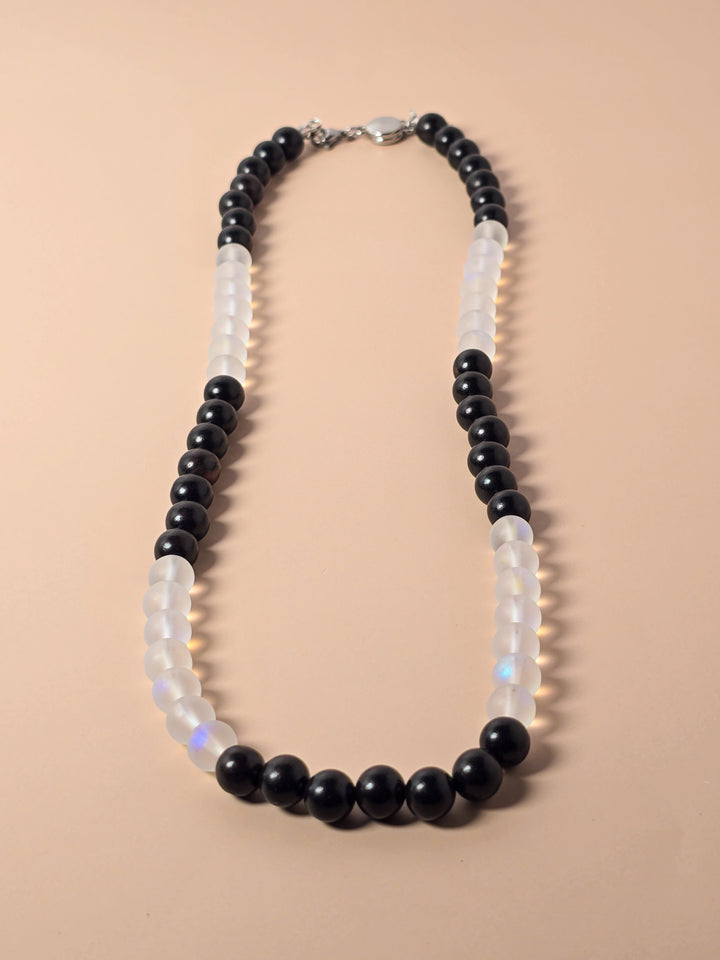 Ebony Wood and Opalite Necklace