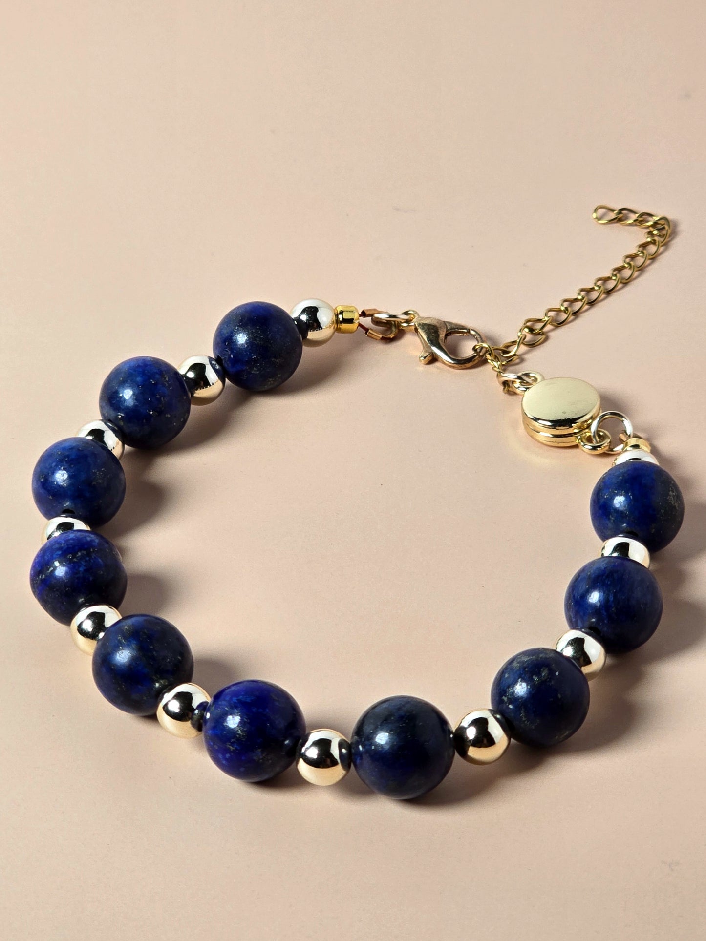 Lapis Stone and Gold Bead Bracelet