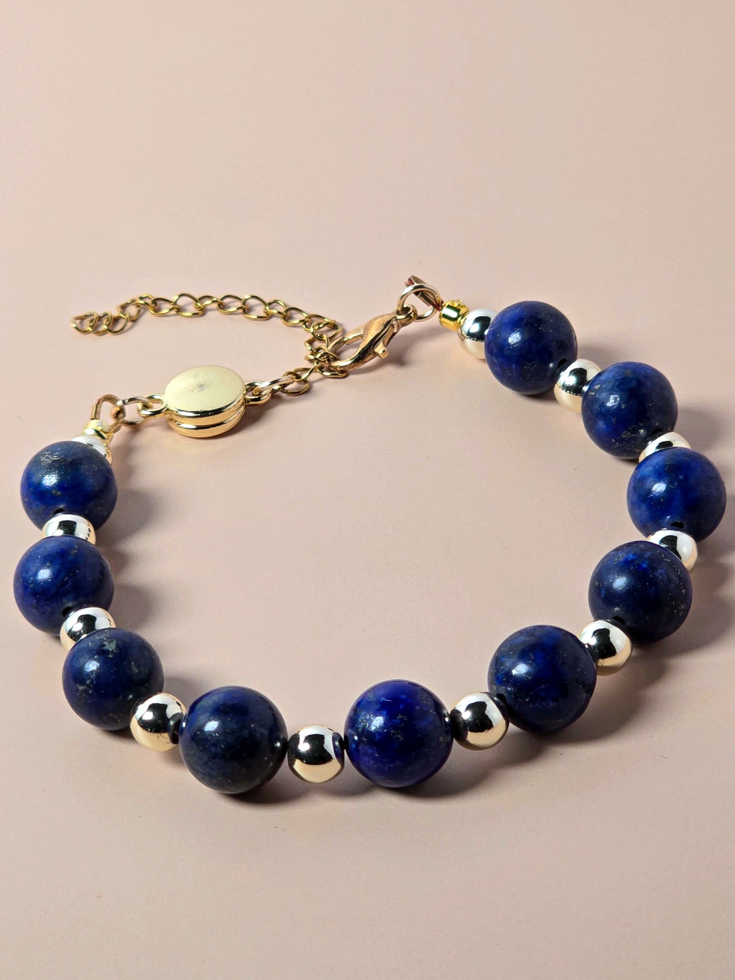 Lapis Stone and Gold Bead Bracelet