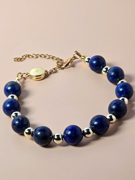 Lapis Stone and Gold Bead Bracelet