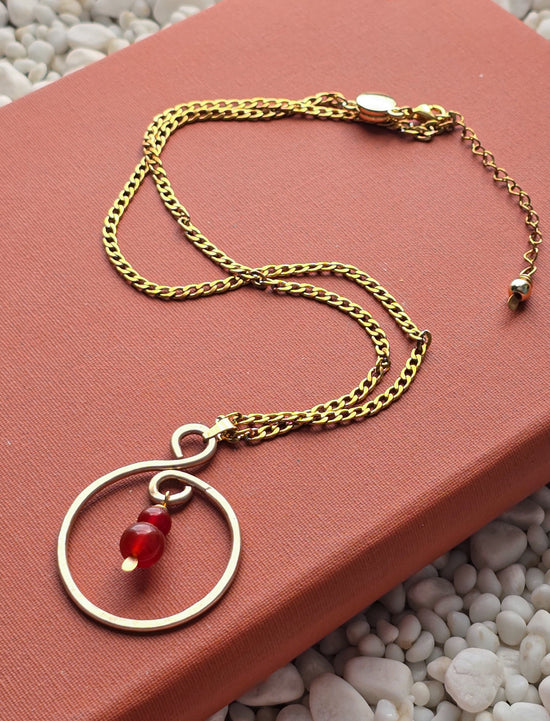 Carnelian Curve Pendant Necklace