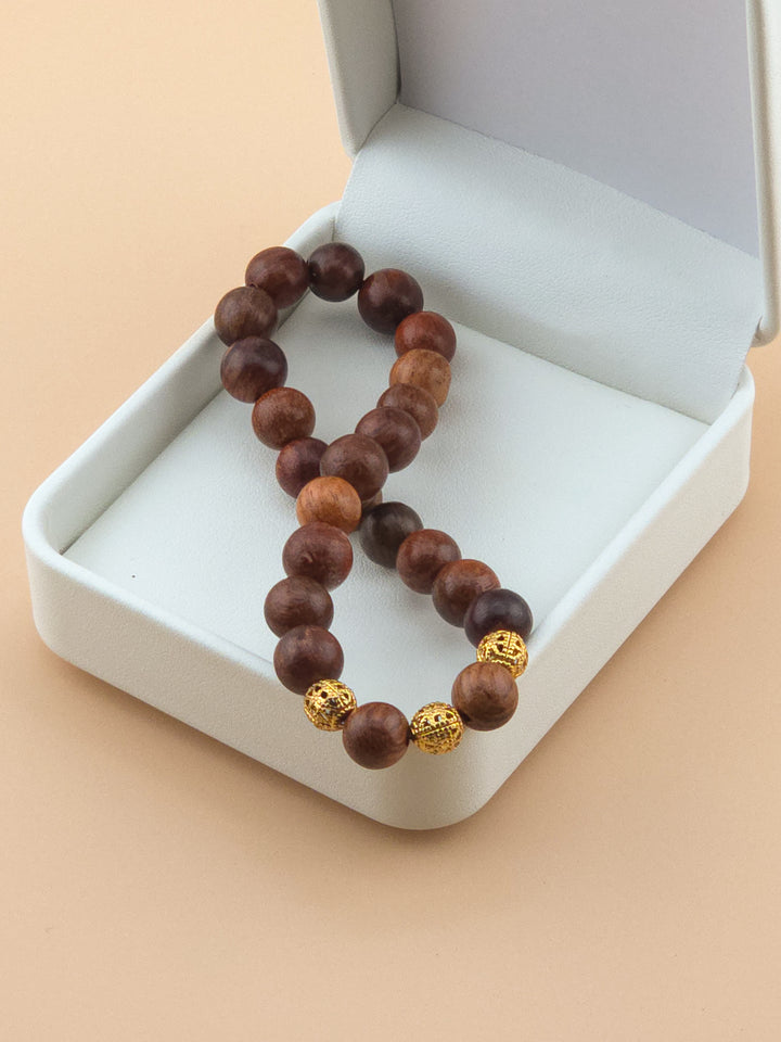 Rosewood and Gold Filigree Bracelet