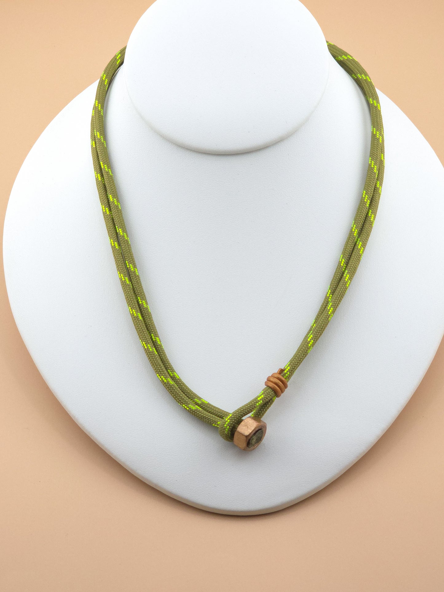 Sage Green and Neon Stripe Paracord Necklace