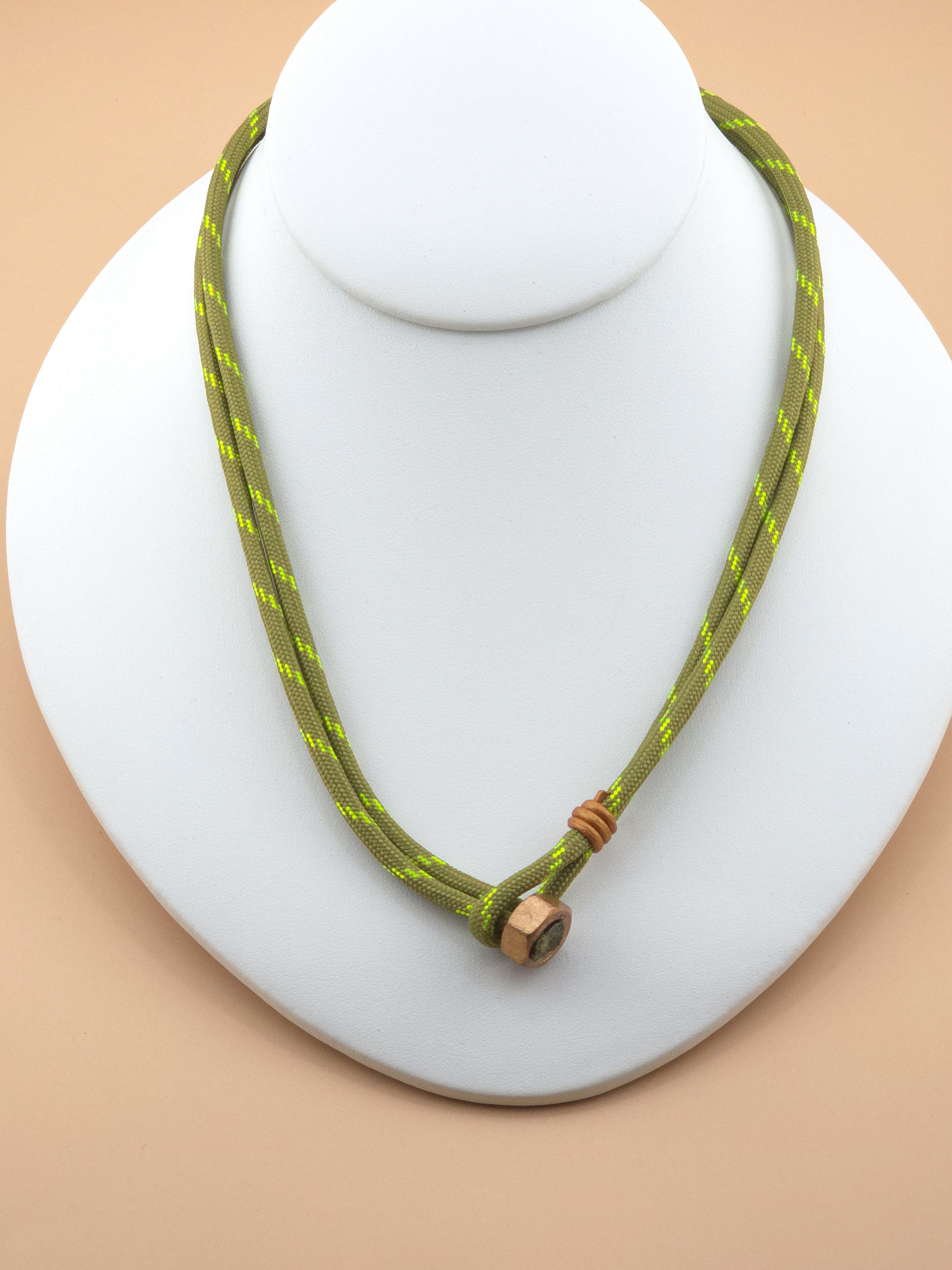 Sage Green and Neon Stripe Paracord Necklace