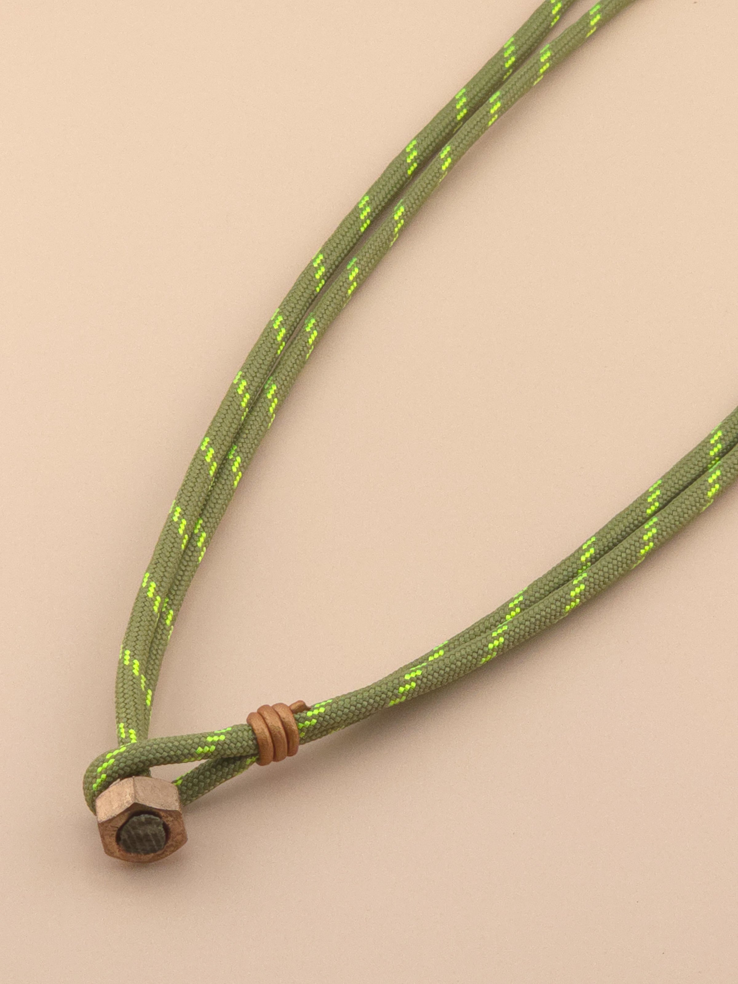 Sage Green and Neon Stripe Paracord Necklace