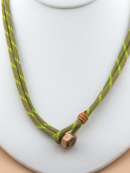 Sage Green and Neon Stripe Paracord Necklace