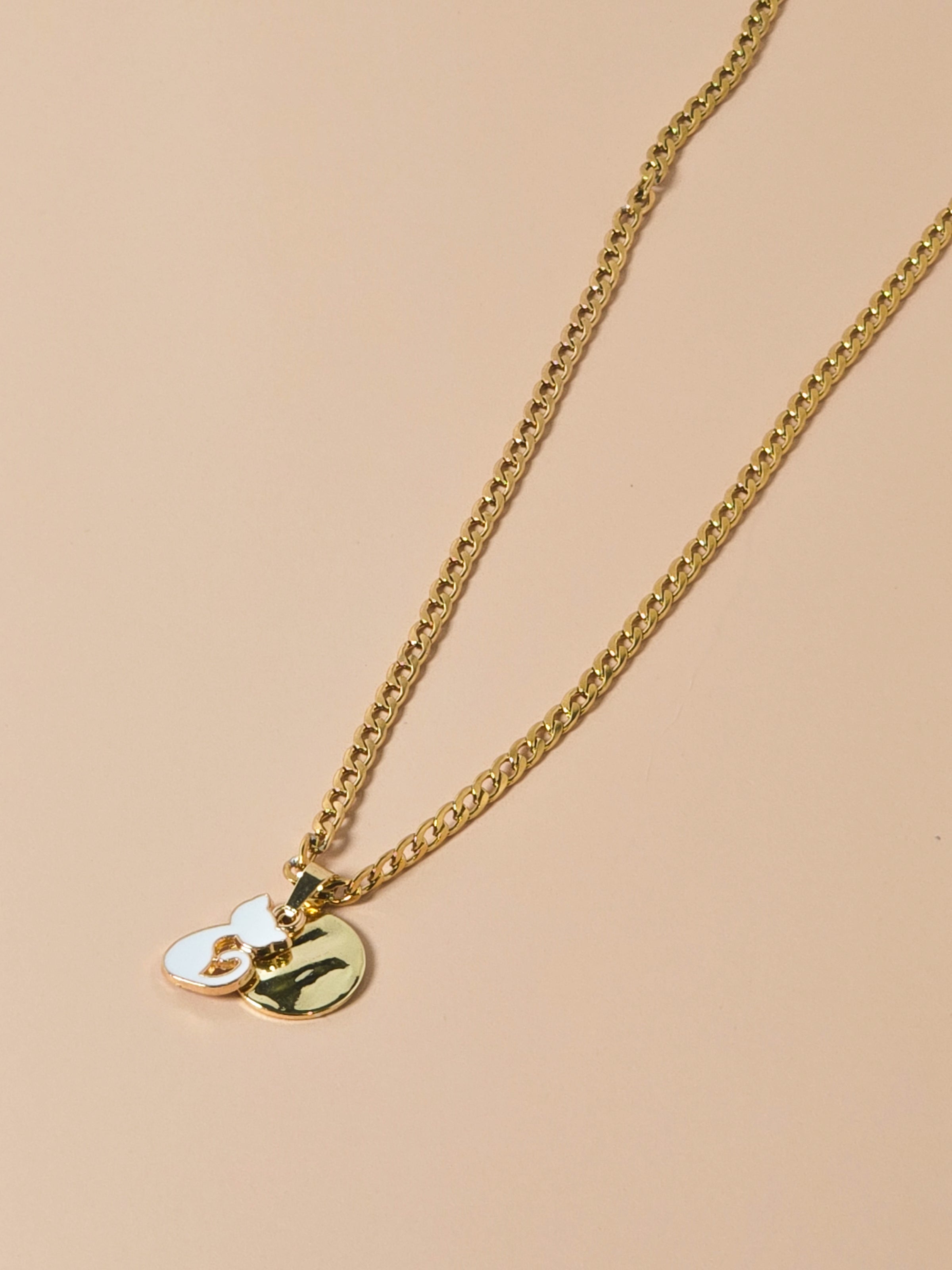 Gold Stainless Steel Cat Charm Necklace